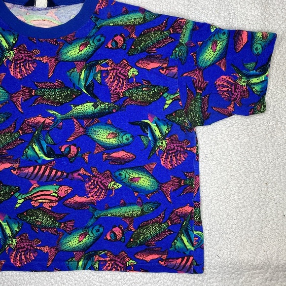 Vintage Columbia Neon Fish AOP T-Shirt: One Size - Picture 4 of 9
